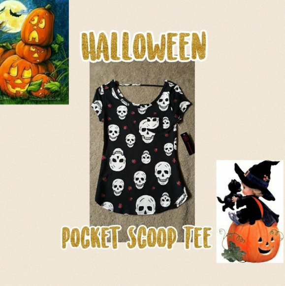 No Boundaries Tops - Skull Pocket Scoop Tee
